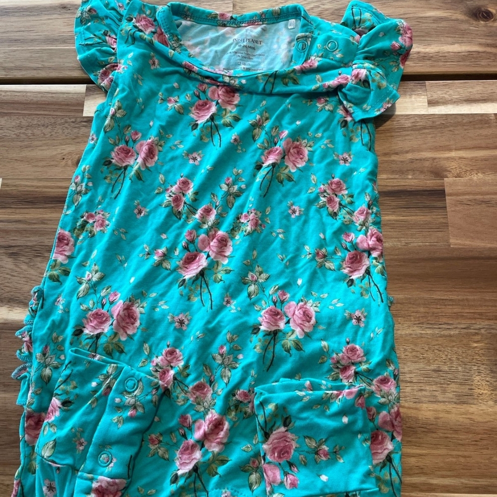 Posh Peanut short sleeve romper jumpsuit ruffle butt rose floral 18-24 months
